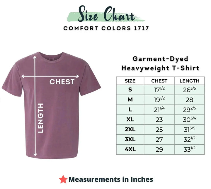 comfort colors c1717 size chart unisex