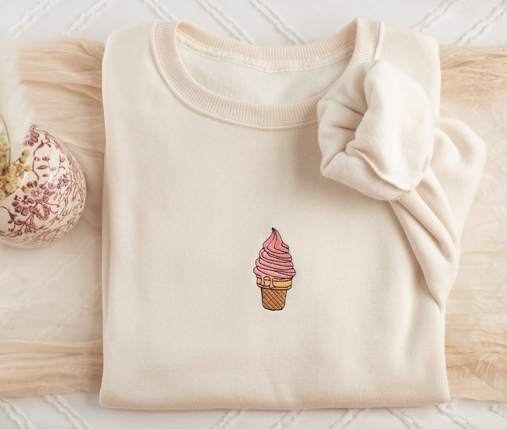 Embroidered Ice Cream Sweatshirt, Embroidered Ice Cream Crewneck, Summer Gift, Cute Summer Sweatshirt, ICEC-C-97