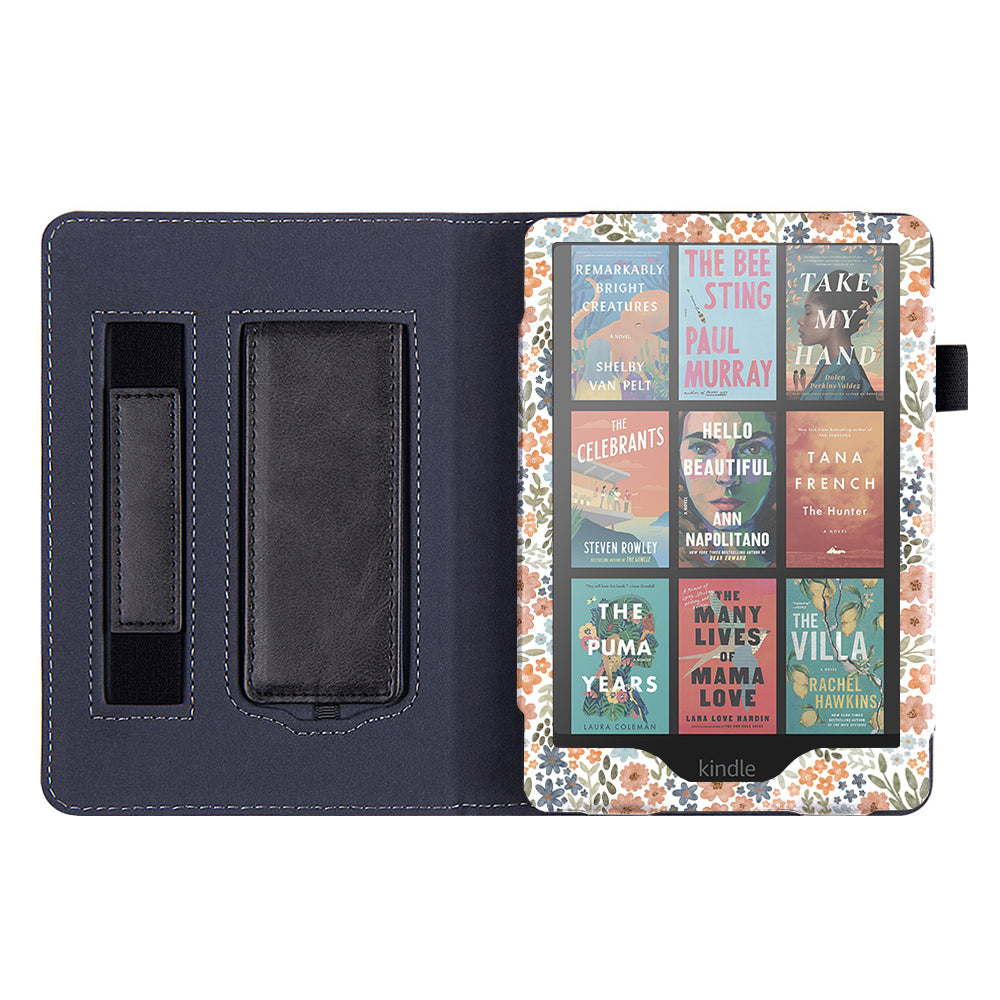 Watercolor Floral Kindle Case with Stand & Hand Strap