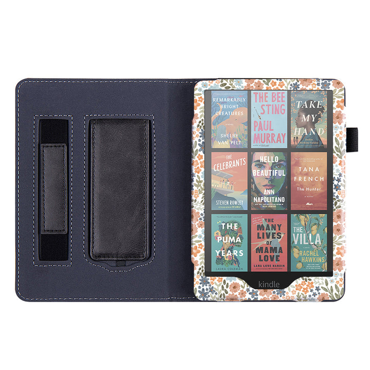 Watercolor Floral Kindle Case with Stand & Hand Strap