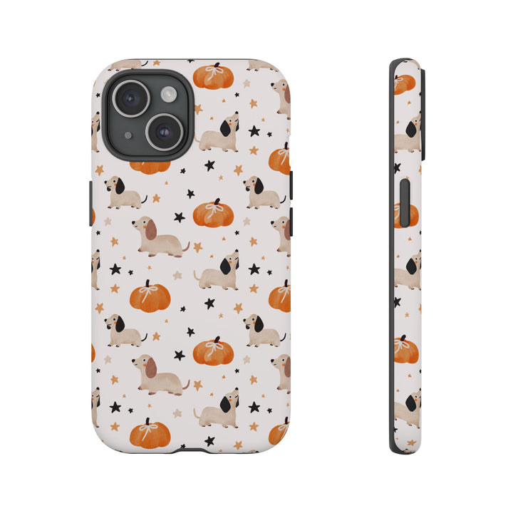 Dachshund Pumpkin Tough iPhone Case, Cute Fall Dog Phone Cover, Matte or Glossy