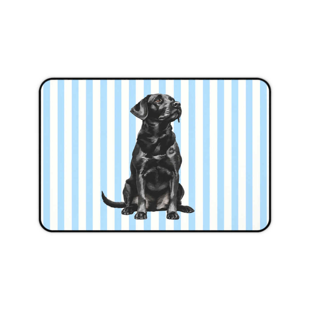 Black Lab Desk Mat, Blue Stripe Labrador Mouse Pad, Lab Mom Gift