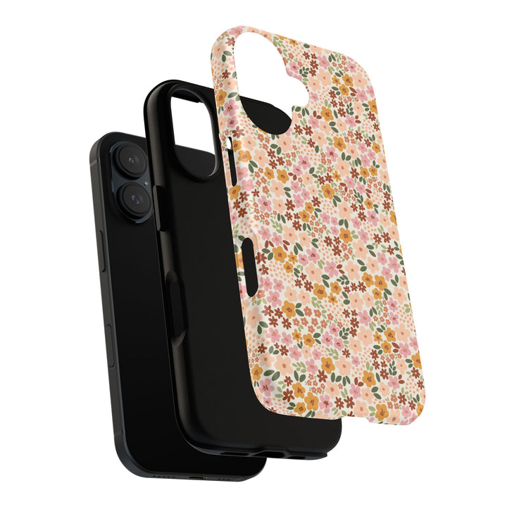 Retro Fall Floral Tough iPhone Case, Autumn Flower Phone Cover, Matte or Glossy