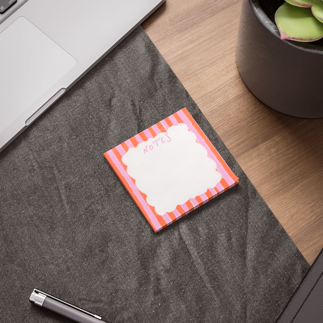 Preppy Striped Sticky Notepads, Office Gifts, Decorative Bookish Stationery