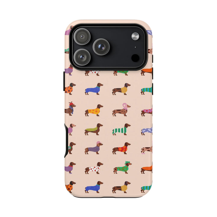 Dachshund Sweater Tough iPhone Case, Colorful Wiener Dog Phone Cover, Matte or Glossy