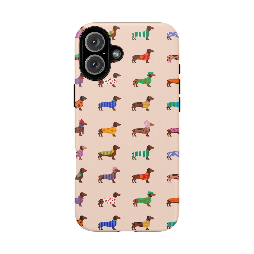Dachshund Sweater Tough iPhone Case, Colorful Wiener Dog Phone Cover, Matte or Glossy