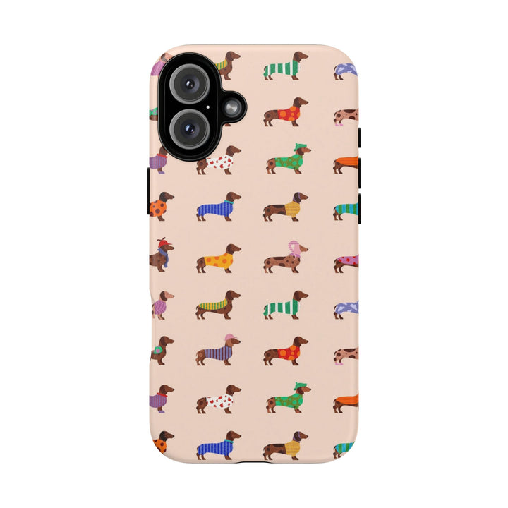 Dachshund Sweater Tough iPhone Case, Colorful Wiener Dog Phone Cover, Matte or Glossy