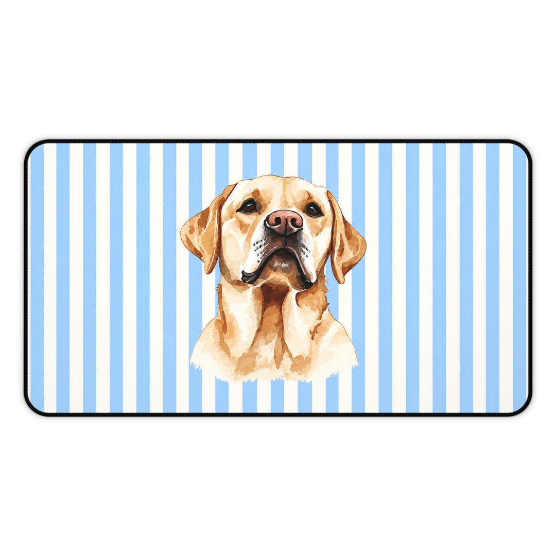 Yellow Lab Desk Mat, Blue Stripe Labrador Mouse Pad, Lab Mom Gift