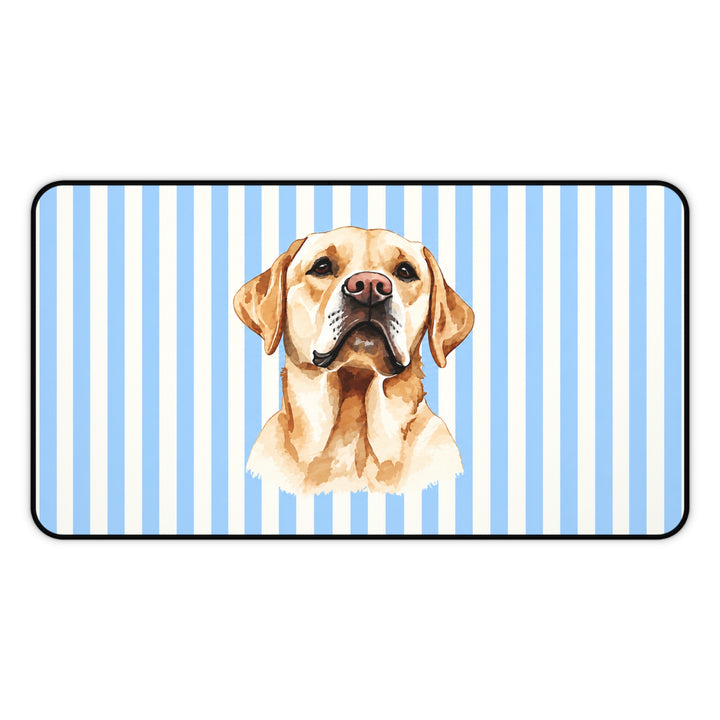 Yellow Lab Desk Mat, Blue Stripe Labrador Mouse Pad, Lab Mom Gift