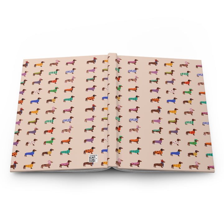 Dachshund Sweater Hardcover Notebook, Colorful Wiener Dog Lined Journal, Dog Lover Gift