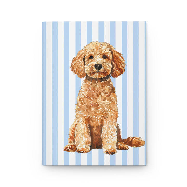 Goldendoodle Journal, Blue Stripe Hardcover Notebook, Doodle Mom Gift, New Puppy Gift