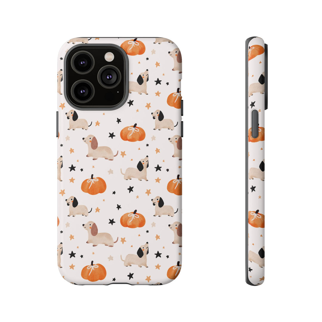 Dachshund Pumpkin Tough iPhone Case, Cute Fall Dog Phone Cover, Matte or Glossy