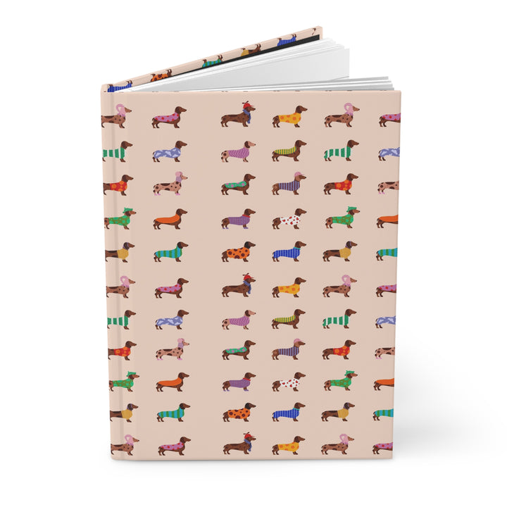 Dachshund Sweater Hardcover Notebook, Colorful Wiener Dog Lined Journal, Dog Lover Gift