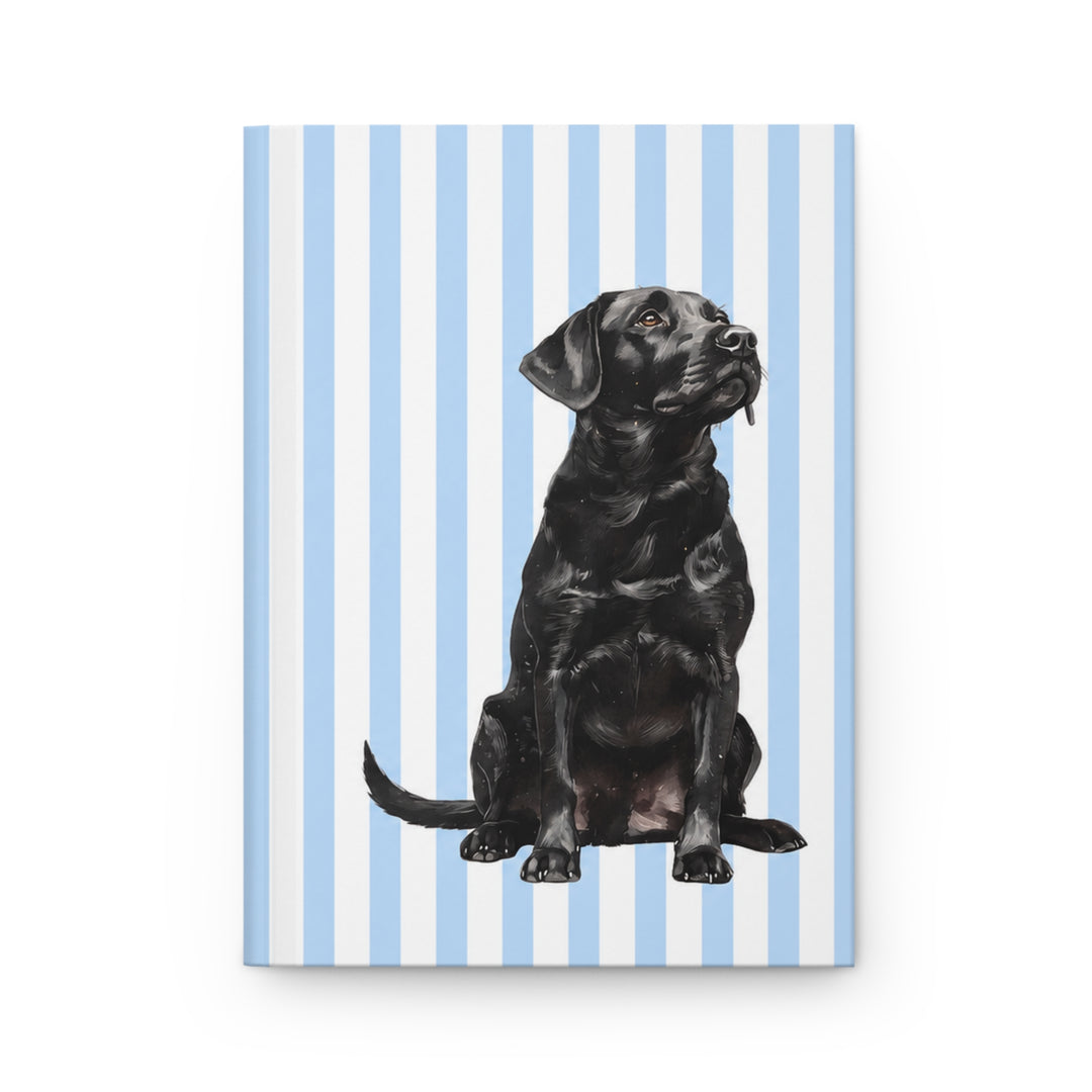 Black Lab Journal, Blue Stripe Hardcover Notebook, Labrador Mom Gift, New Puppy Gift