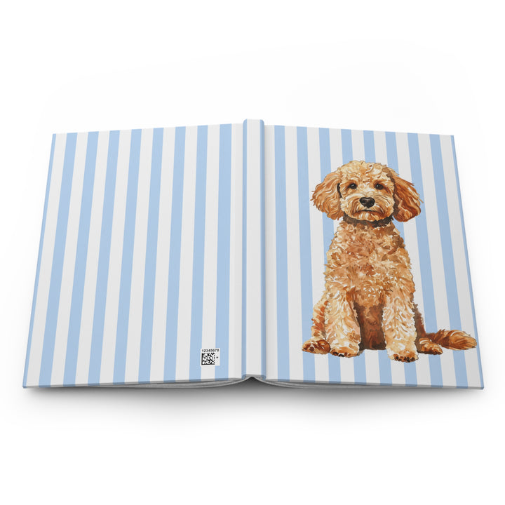 Goldendoodle Journal, Blue Stripe Hardcover Notebook, Doodle Mom Gift, New Puppy Gift