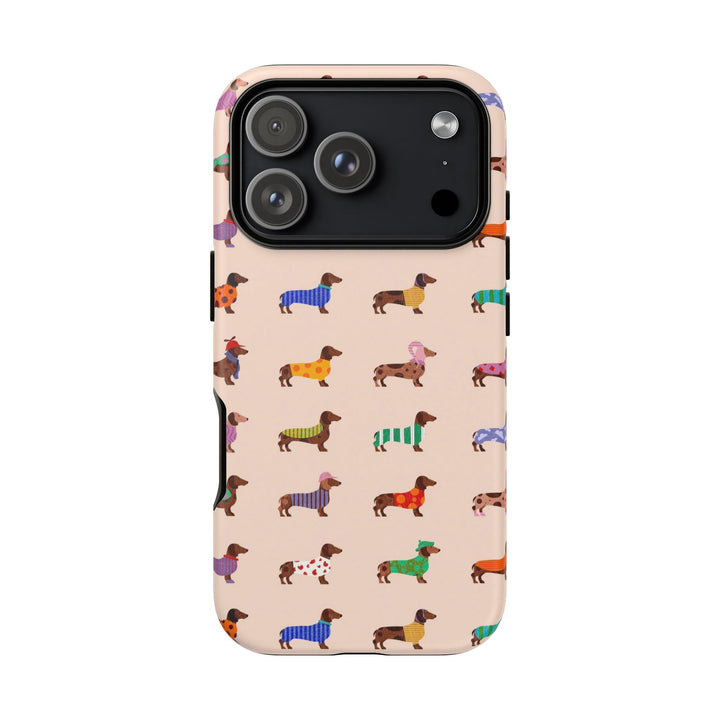Dachshund Sweater Tough iPhone Case, Colorful Wiener Dog Phone Cover, Matte or Glossy