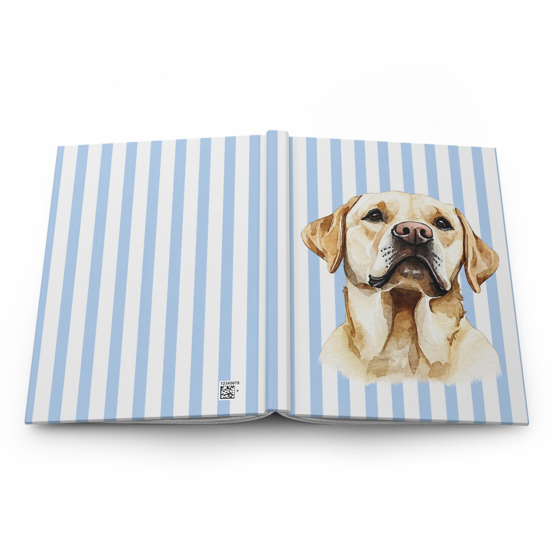 Yellow Lab Journal, Blue Stripe Hardcover Notebook, Labrador Mom Gift, New Puppy Gift