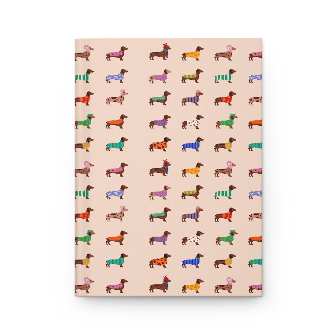 Dachshund Sweater Hardcover Notebook, Colorful Wiener Dog Lined Journal, Dog Lover Gift