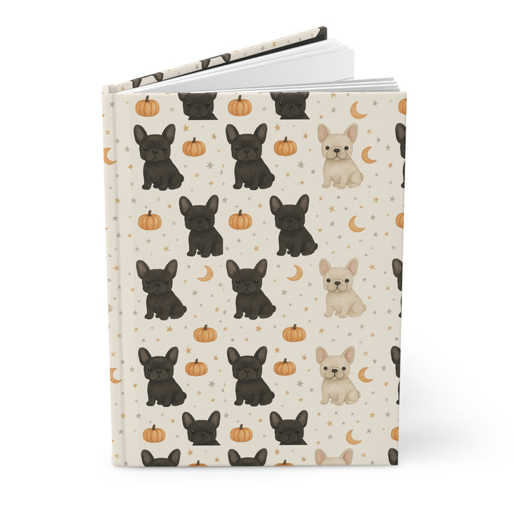 French Bulldog Pumpkin Hardcover Notebook, Fall Frenchie Lined Journal, Dog Lover Gift