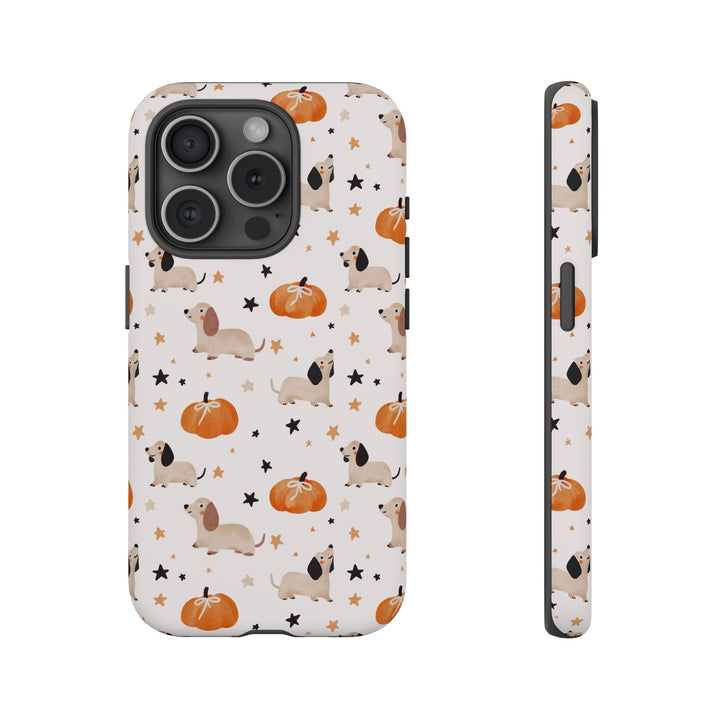 Dachshund Pumpkin Tough iPhone Case, Cute Fall Dog Phone Cover, Matte or Glossy