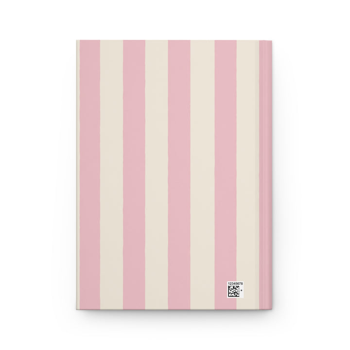 Custom Watercolor Dog Hardcover Notebook, Light Pink Cream Stripes, Personalized Pet Photo Journal