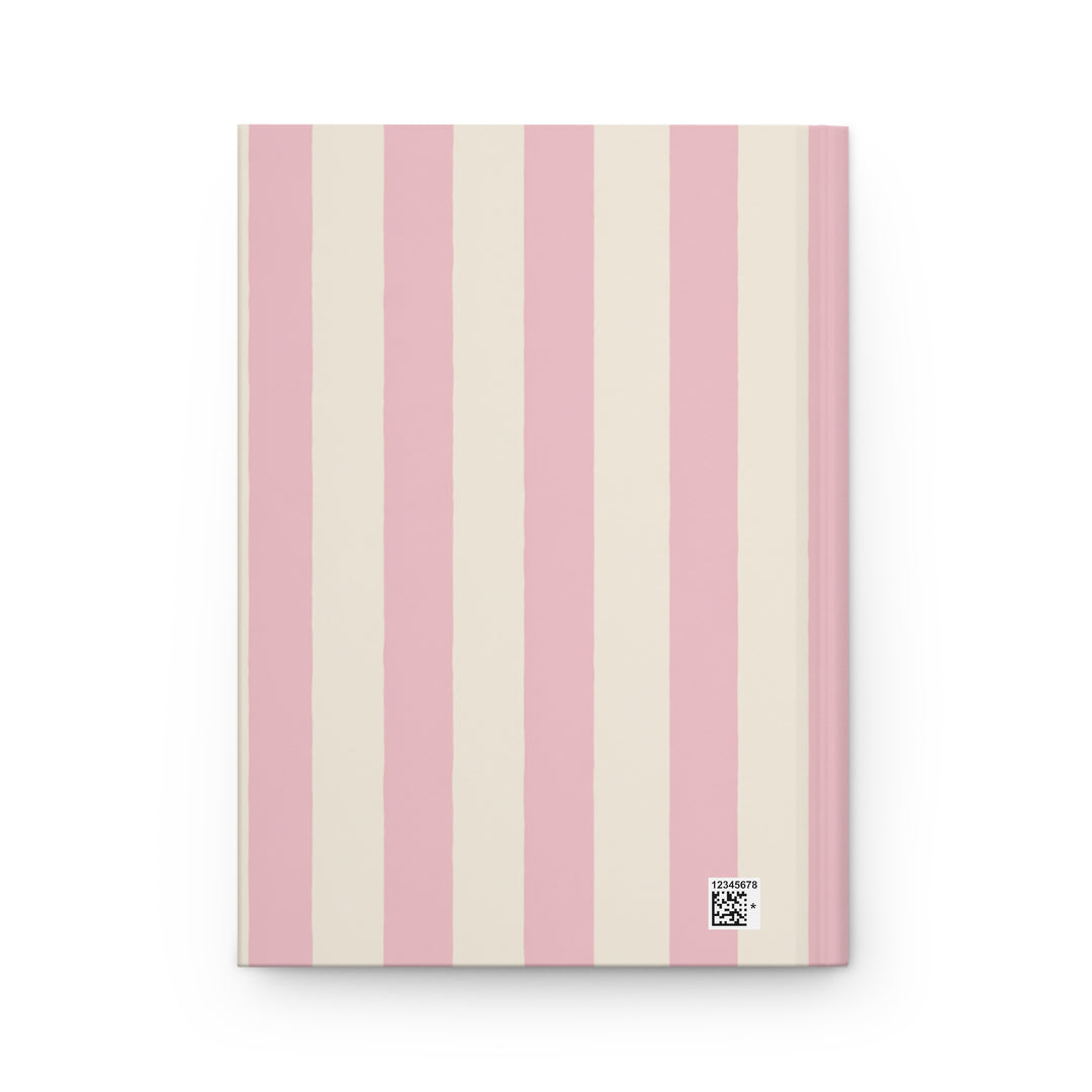 Copy of Custom Watercolor Dog Hardcover Notebook, Light Pink Cream Stripes, Personalized Pet Photo Journal