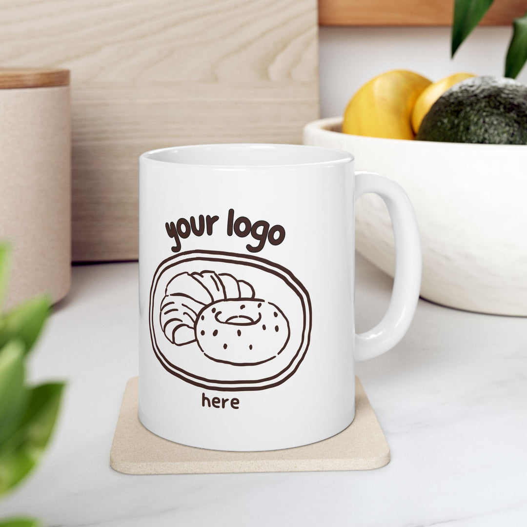 Custom Logo Mug, Your Business Logo Coffee Cup, Personalized Company Mug, Small Business Gift, White Ceramic 11oz