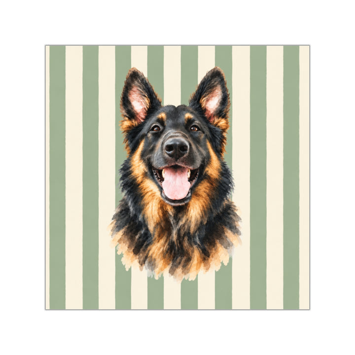 Custom Watercolor Dog Sticker, Sage Green Cream Stripes, Personalized Pet Photo Vinyl Decal, Dog Mom Gift