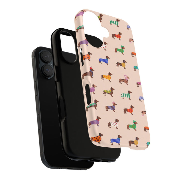 Dachshund Sweater Tough iPhone Case, Colorful Wiener Dog Phone Cover, Matte or Glossy