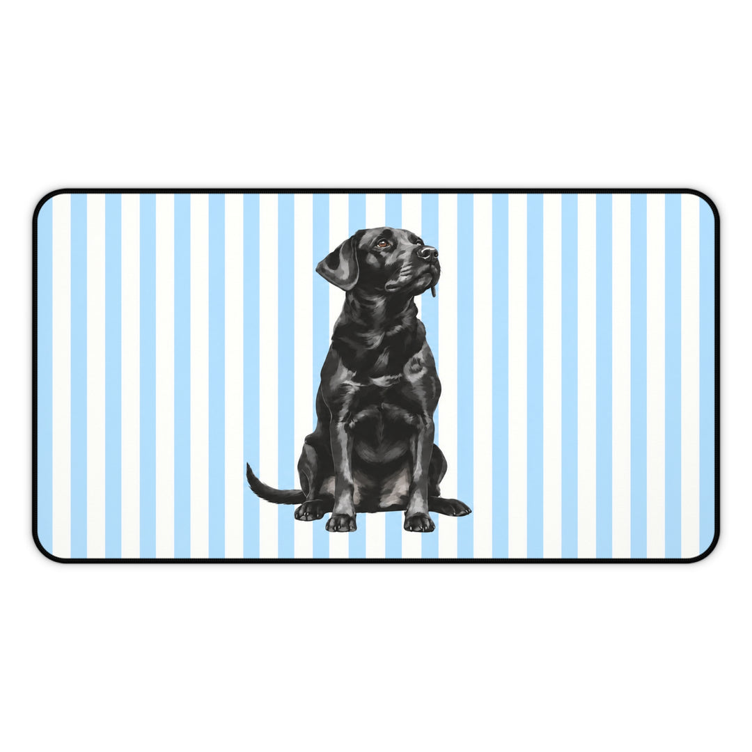 Black Lab Desk Mat, Blue Stripe Labrador Mouse Pad, Lab Mom Gift