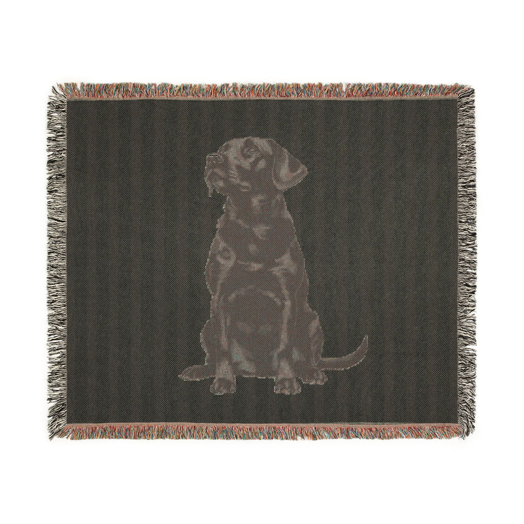 Black Lab Woven Blanket, Pink Stripe Cotton Throw, Labrador Mom Gift, 60 x 50