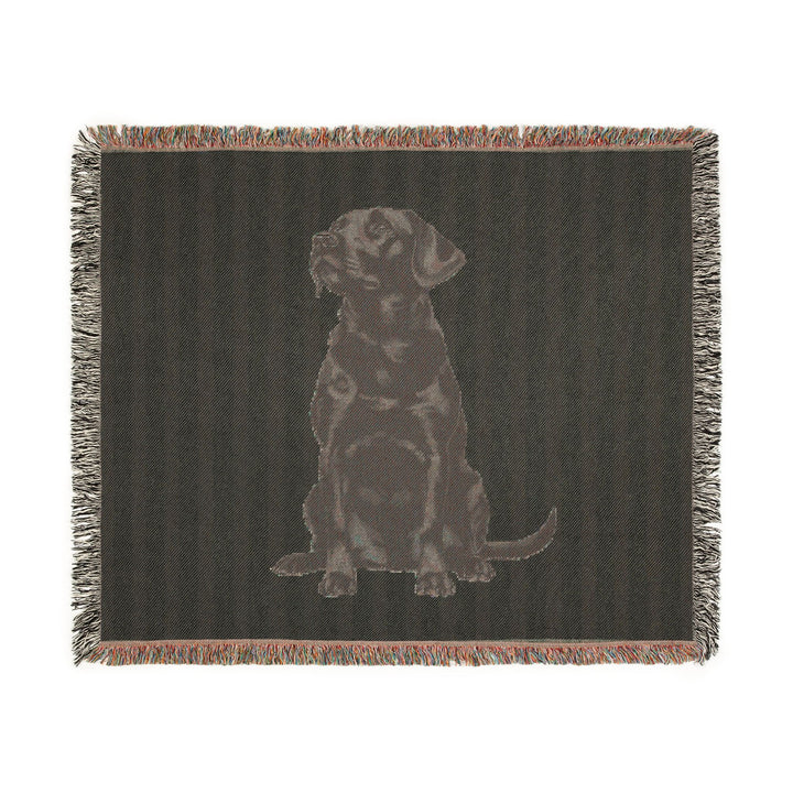 Black Lab Woven Blanket, Pink Stripe Cotton Throw, Labrador Mom Gift, 60 x 50