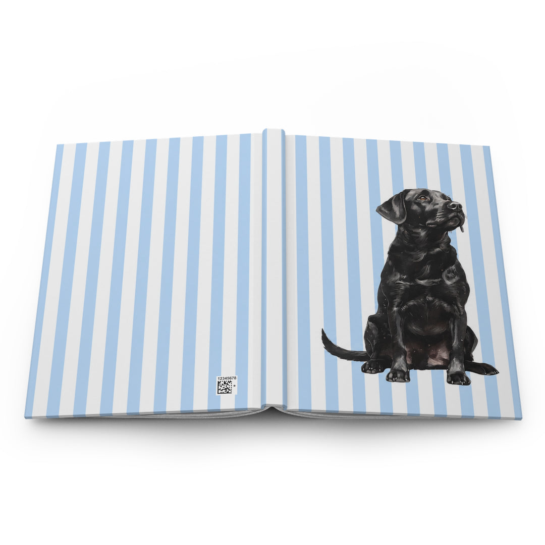 Black Lab Journal, Blue Stripe Hardcover Notebook, Labrador Mom Gift, New Puppy Gift
