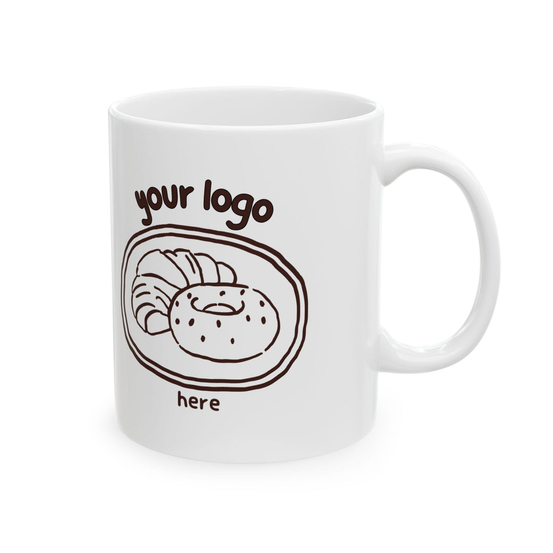 Custom Logo Mug, Your Business Logo Coffee Cup, Personalized Company Mug, Small Business Gift, White Ceramic 11oz
