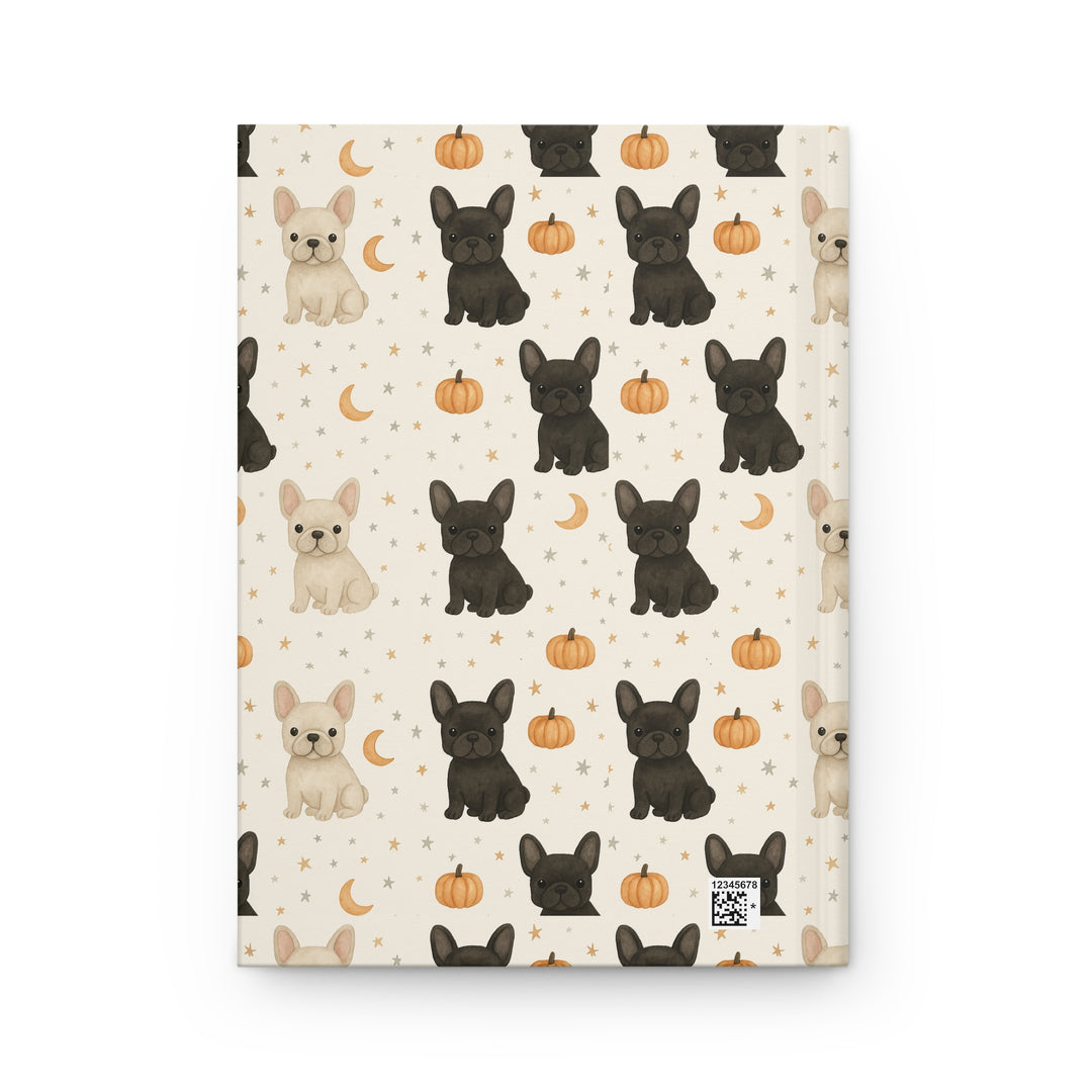 French Bulldog Pumpkin Hardcover Notebook, Fall Frenchie Lined Journal, Dog Lover Gift
