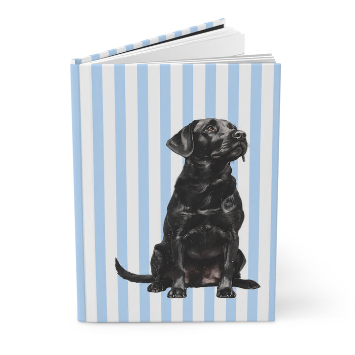 Black Lab Journal, Blue Stripe Hardcover Notebook, Labrador Mom Gift, New Puppy Gift