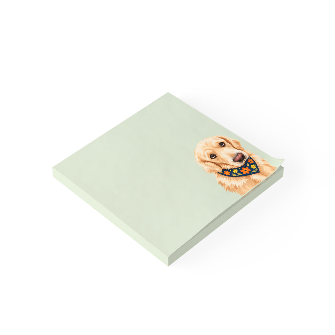 Custom Dog Portrait Sticky Notes - Sage Green Floral Bandana Pet Photo Notepad