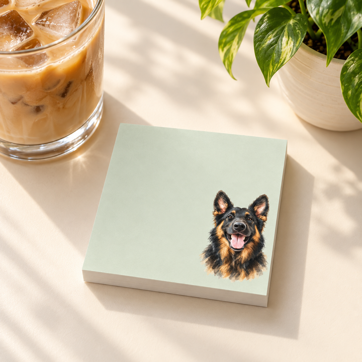 Custom Watercolor Dog Sticky Note, Custom Dog Stationery, Sage Green Pet Photo Notepad
