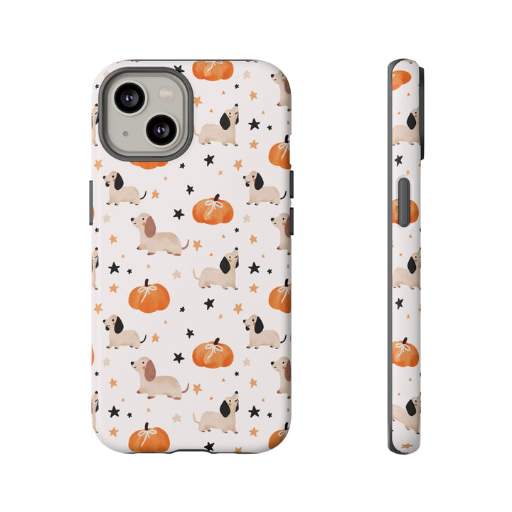 Dachshund Pumpkin Tough iPhone Case, Cute Fall Dog Phone Cover, Matte or Glossy
