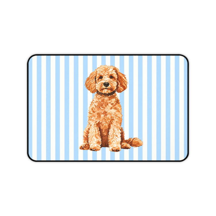 Goldendoodle Desk Mat, Blue Stripe Dog Mouse Pad, Doodle Mom Gift