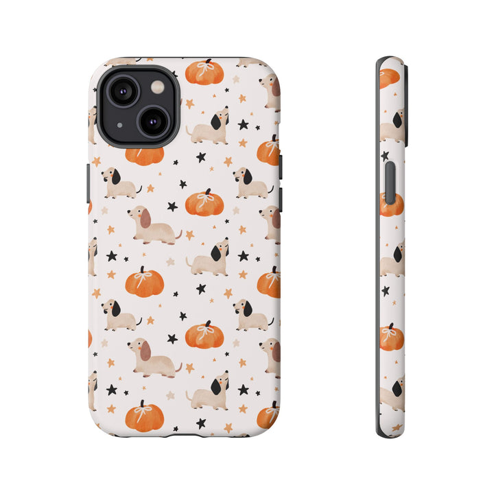 Dachshund Pumpkin Tough iPhone Case, Cute Fall Dog Phone Cover, Matte or Glossy