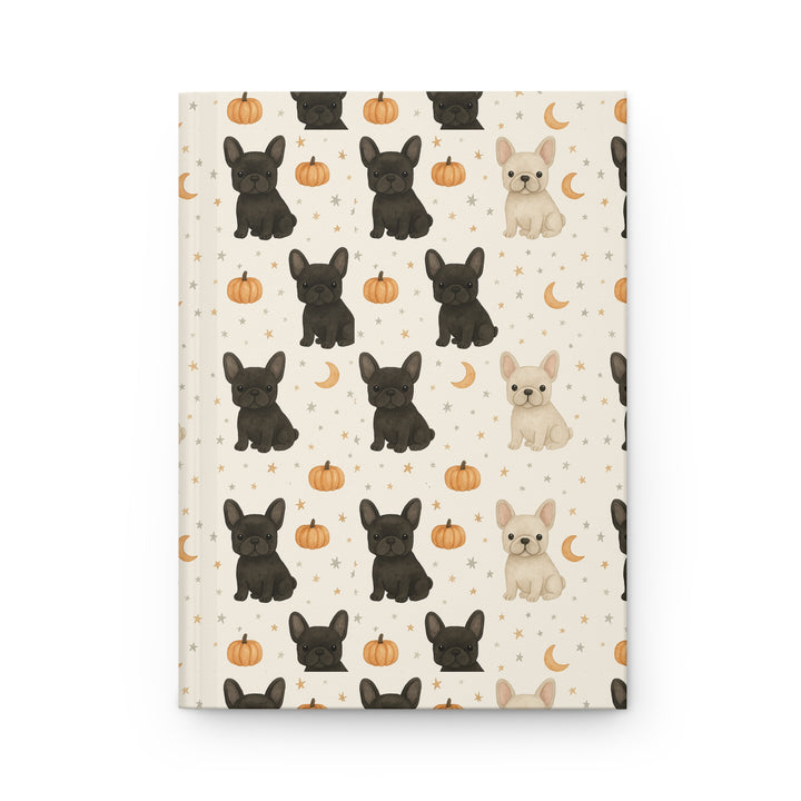 French Bulldog Pumpkin Hardcover Notebook, Fall Frenchie Lined Journal, Dog Lover Gift
