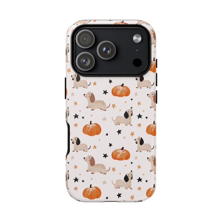 Dachshund Pumpkin Tough iPhone Case, Cute Fall Dog Phone Cover, Matte or Glossy