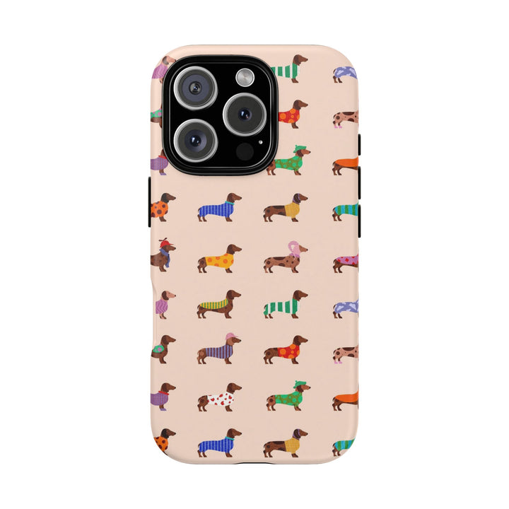 Dachshund Sweater Tough iPhone Case, Colorful Wiener Dog Phone Cover, Matte or Glossy