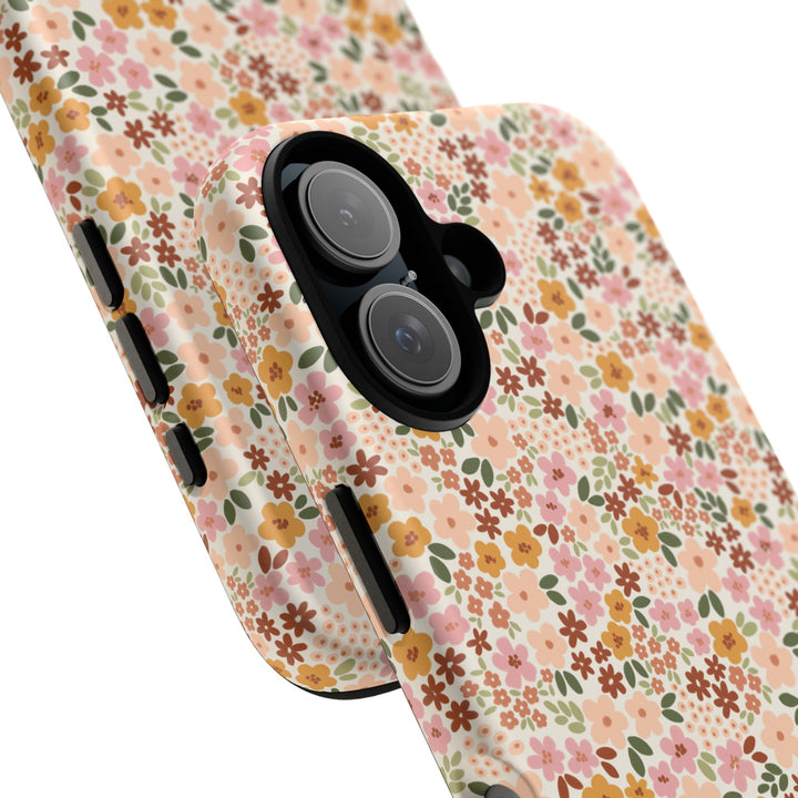 Retro Fall Floral Tough iPhone Case, Autumn Flower Phone Cover, Matte or Glossy