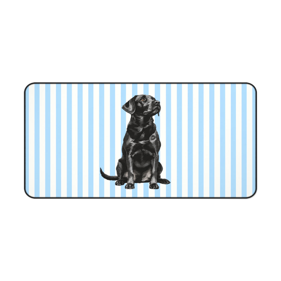 Black Lab Desk Mat, Blue Stripe Labrador Mouse Pad, Lab Mom Gift