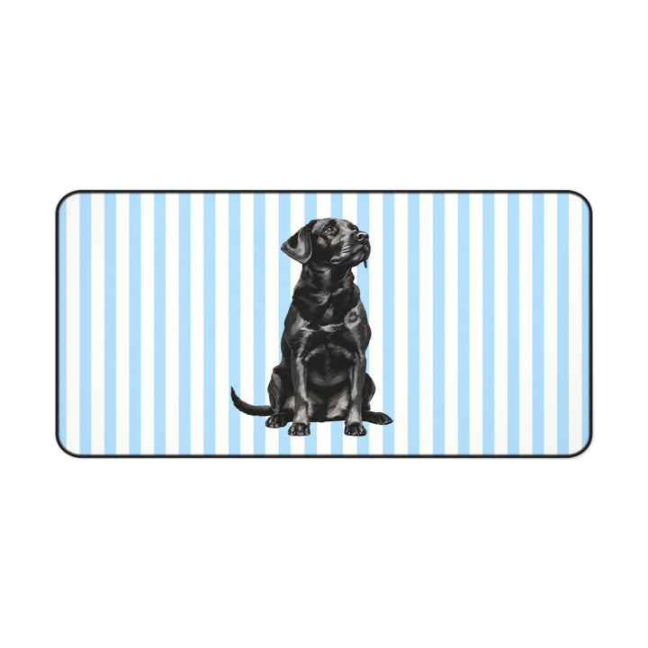 Black Lab Desk Mat, Blue Stripe Labrador Mouse Pad, Lab Mom Gift