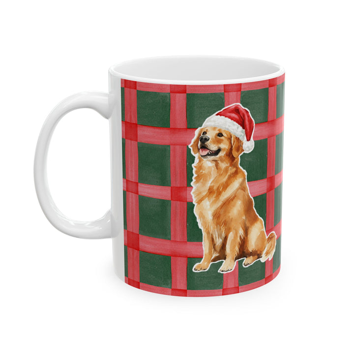 Copy of Golden Retriever Christmas Mug, Red Green Plaid, 11oz White Ceramic