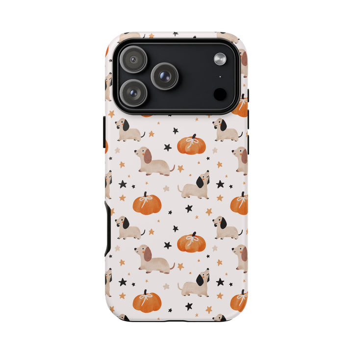 Dachshund Pumpkin Tough iPhone Case, Cute Fall Dog Phone Cover, Matte or Glossy