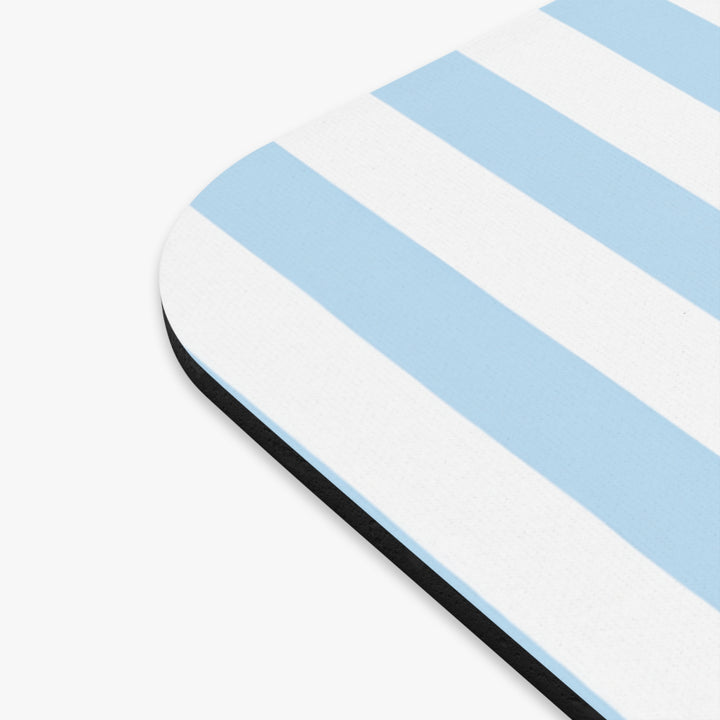 Custom Watercolor Dog Mouse Pad, Light Blue White Stripes, Personalized Pet Photo Desk Accessory
